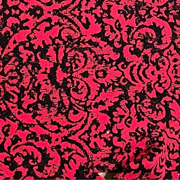 J Jill Damask Red Black Long Sleeve Sweater Petites S Rhinestones Christmas - Picture 8 of 11